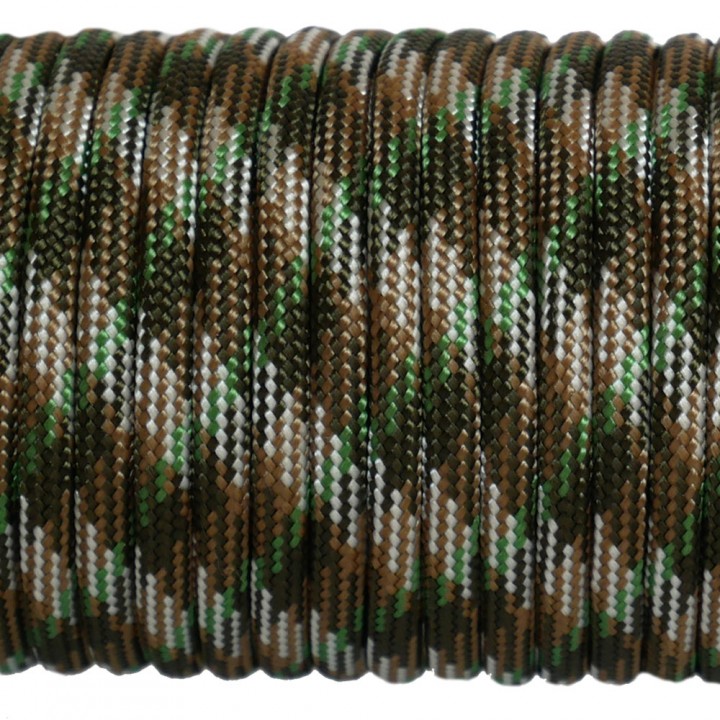 Paracord Type III 550, Camo 4 colors Olive&Coyot&SilverGrey&SwampGreen #140